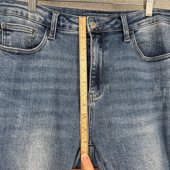 Judy Blue Mid Rise Demi Crop Bootcut Jeans Size 15/32 Medium Wash Stretch Casual - Picture 12 of 14